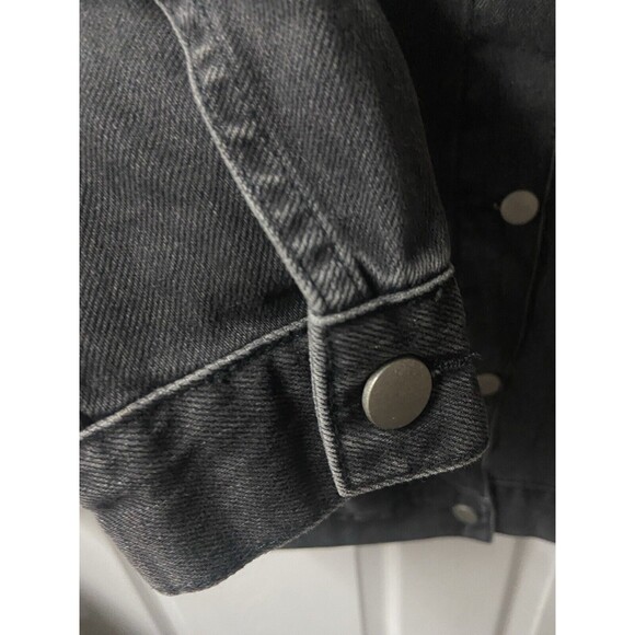 Cisos Jean Jacket Womens UK4 (us 7/9) Black Trucker Heavy Denim Button Front EUC - Picture 4 of 11